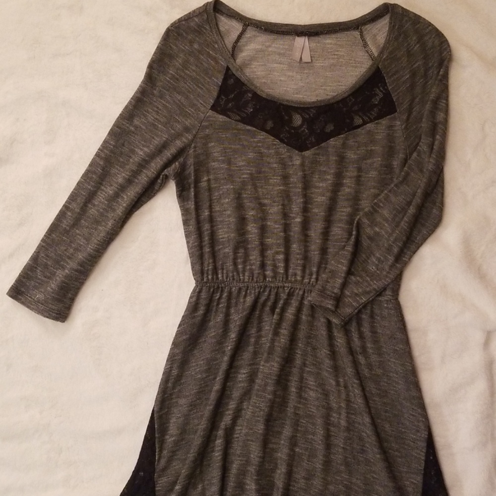 Grey Dress with Black Lace